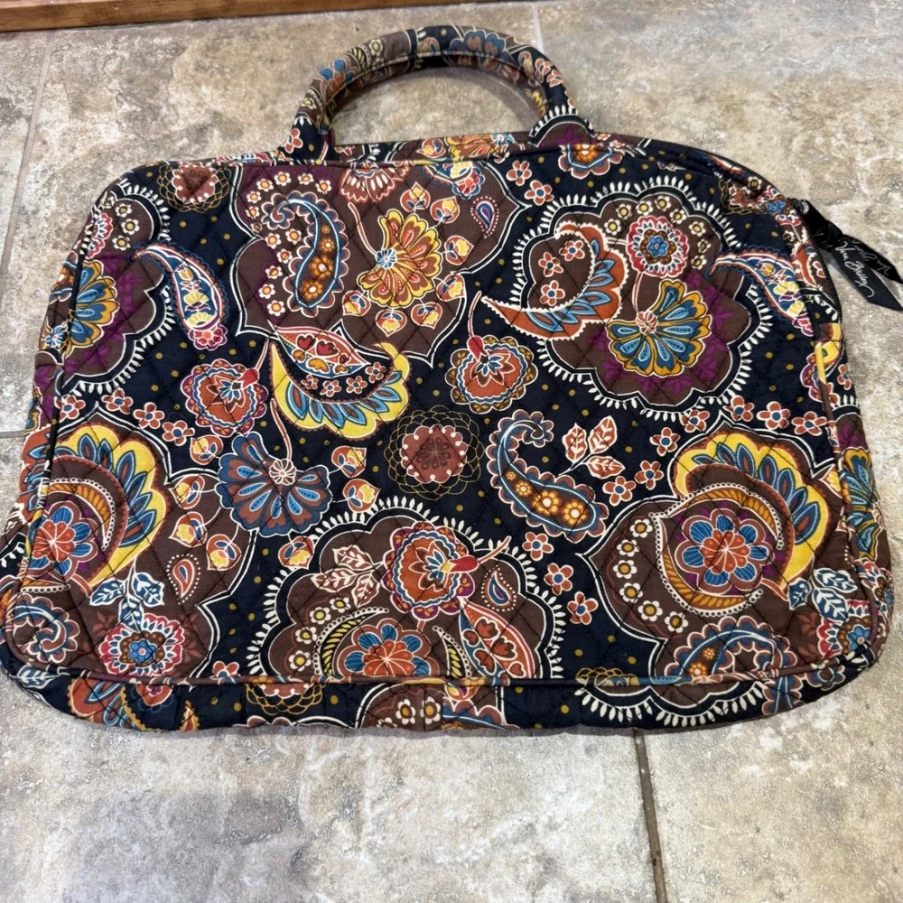 Vera Bradley Quilted Tote Bag Retired Paisley Pattern Cotton Zip Top Work Travel